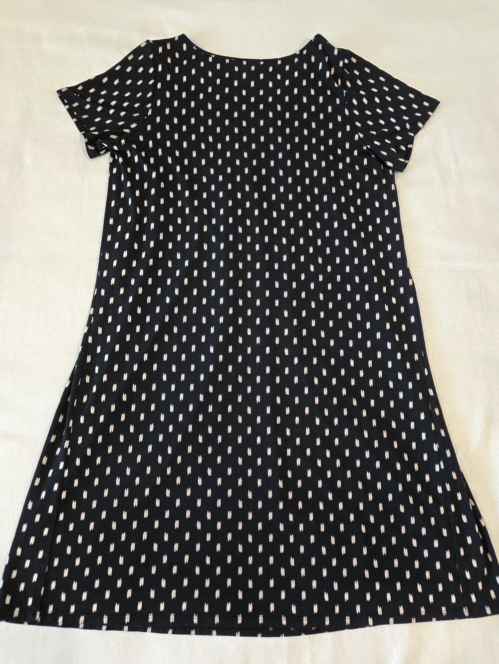J Jill Wearever Dress Womens Size Large Tall Black White A Line Rayon Blend
